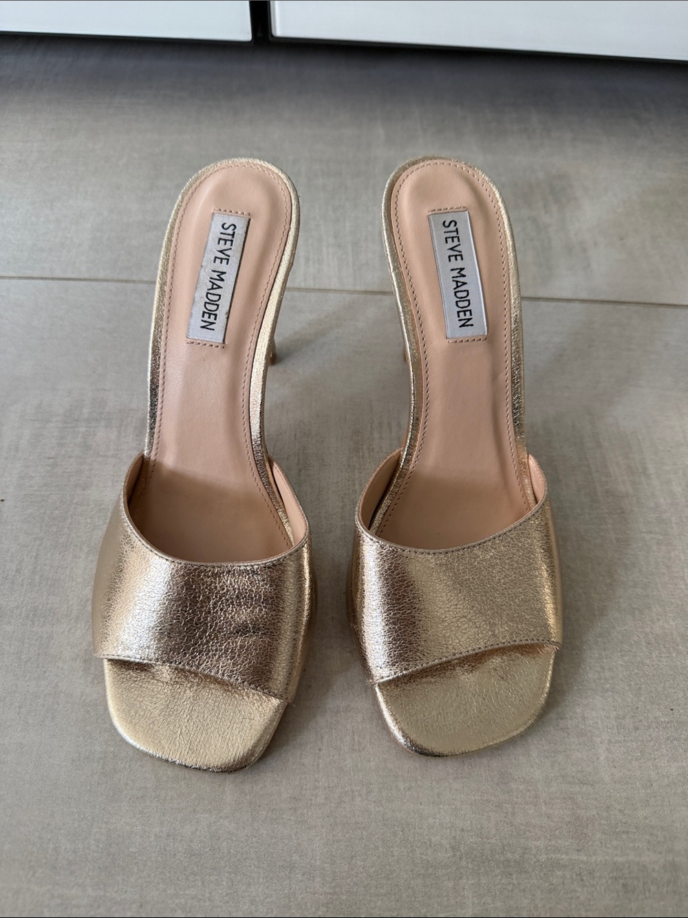 Steve Madden Gold Metallic Open-Toe Slide Mules